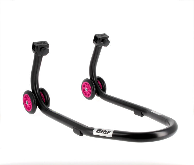 BIHR Home Track Paddock Stand Front Black with Pink Wheels 