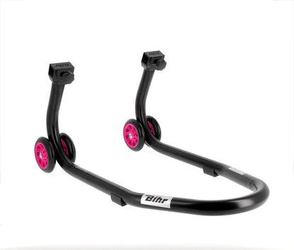 BIHR Home Track Paddock Stand Front Black with Pink Wheels 