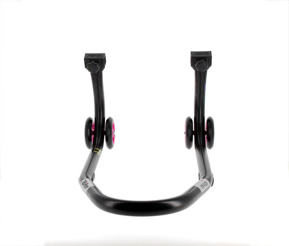 BIHR Home Track Paddock Stand Front Black with Pink Wheels 