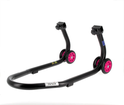 BIHR Home Track Paddock Stand Front Black with Pink Wheels 