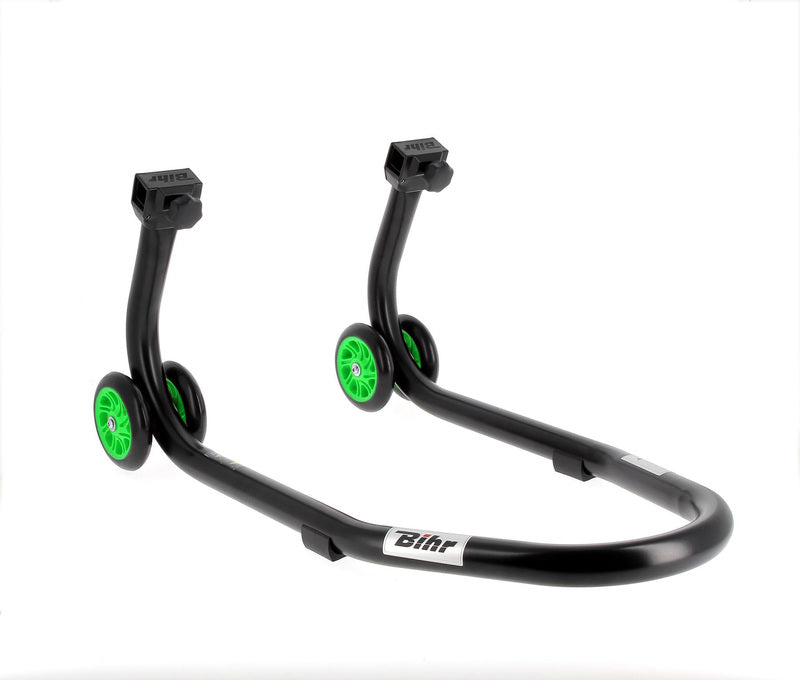 BIHR Home Track Paddock Stand Front Black with Green Wheels 
