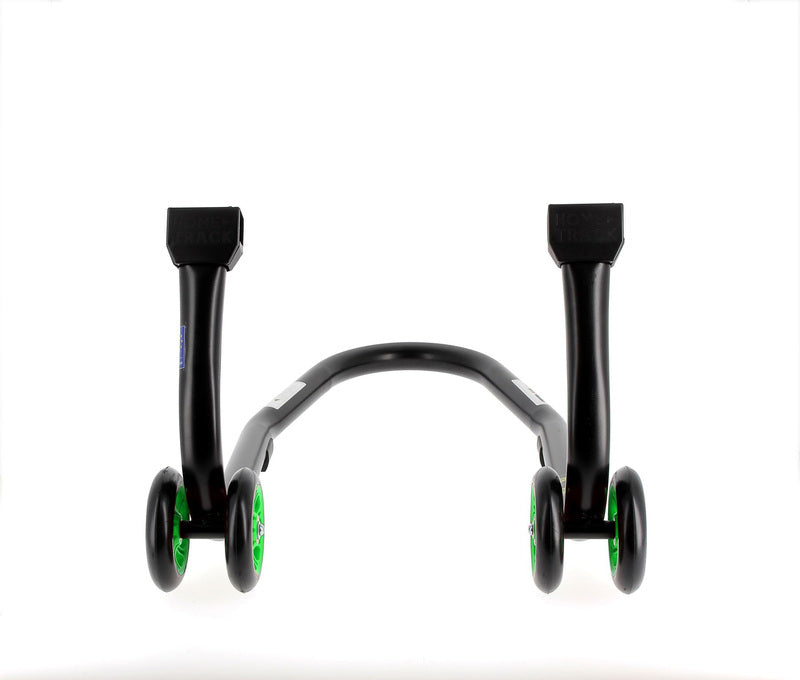 BIHR Home Track Paddock Stand Front Black with Green Wheels 