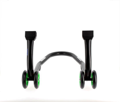 BIHR Home Track Paddock Stand Front Black with Green Wheels 