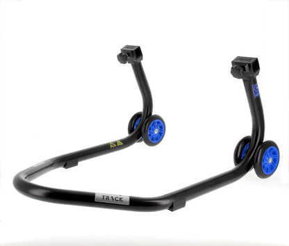 BIHR Home Track Paddock Stand Rear "L" Adapters Black with Blue Wheels 
