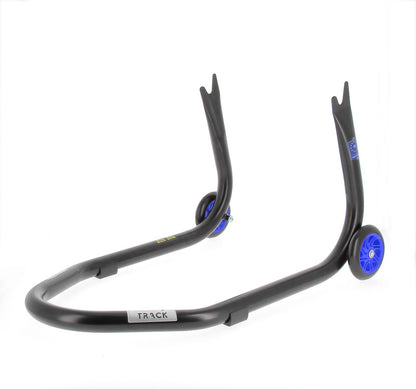 BIHR Home Track Paddock Stand Rear "V" Fixed Adapters Black with Blue Wheels