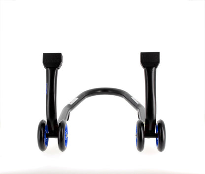 BIHR Home Track Paddock Stand Front Black with Blue Wheels 