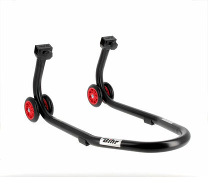 BIHR Home Track Paddock Stand Front Black with Red Wheels 