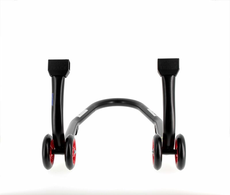 BIHR Home Track Paddock Stand Front Black with Red Wheels 