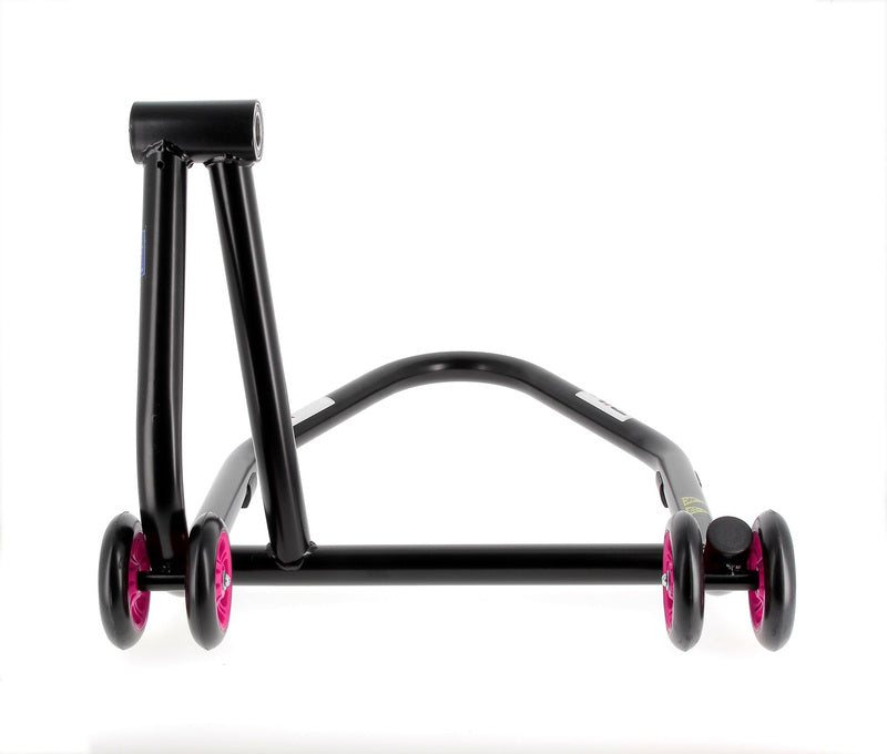BIHR Home Track Paddock Stand Single Sided Right Black with Pink Wheels