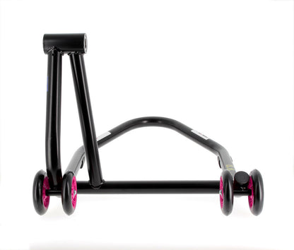 BIHR Home Track Paddock Stand Single Sided Right Black with Pink Wheels