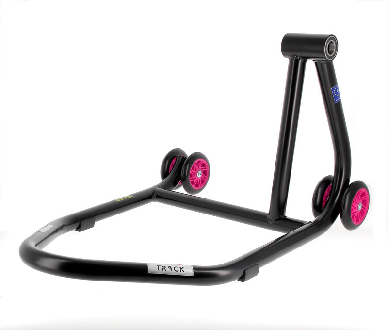 BIHR Home Track Paddock Stand Single Sided Right Black with Pink Wheels