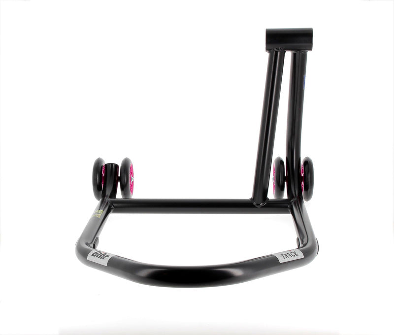BIHR Home Track Paddock Stand Single Sided Right Black with Pink Wheels