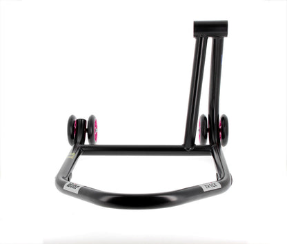 BIHR Home Track Paddock Stand Single Sided Right Black with Pink Wheels