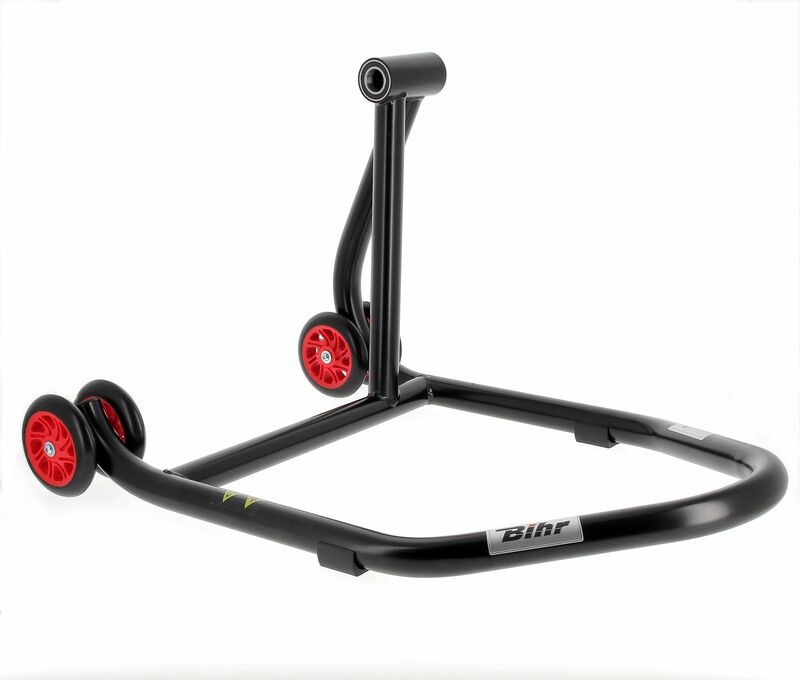BIHR Home Track Paddock Stand Single Sided Right Black with Red Wheels 