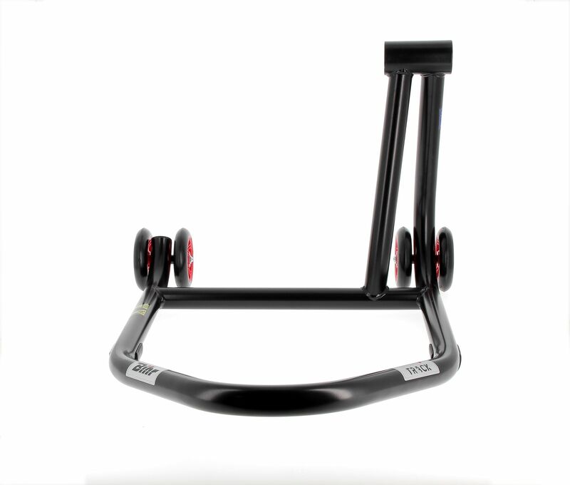 BIHR Home Track Paddock Stand Single Sided Right Black with Red Wheels 