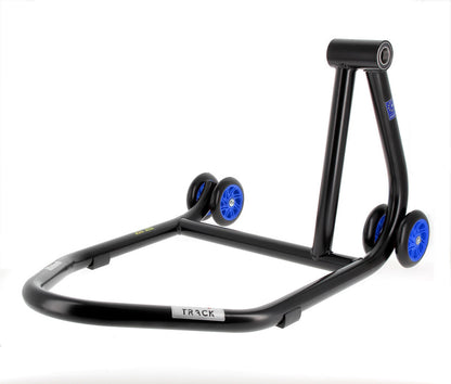 BIHR Home Track Paddock Stand Single Sided Right Black with Blue Wheels 