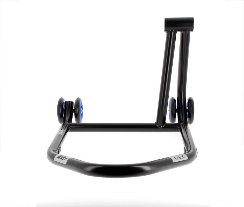 BIHR Home Track Paddock Stand Single Sided Right Black with Blue Wheels 