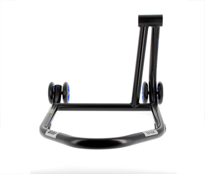BIHR Home Track Paddock Stand Single Sided Right Black with Blue Wheels 