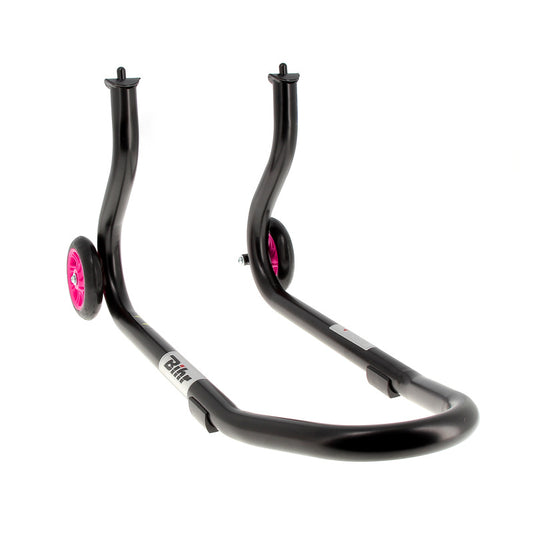 BIHR Home Track Paddock Stand Front Fixed Adapters Black with Pink Wheels
