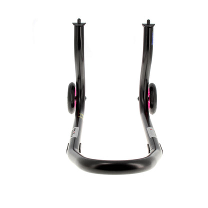 BIHR Home Track Paddock Stand Front Fixed Adapters Black with Pink Wheels