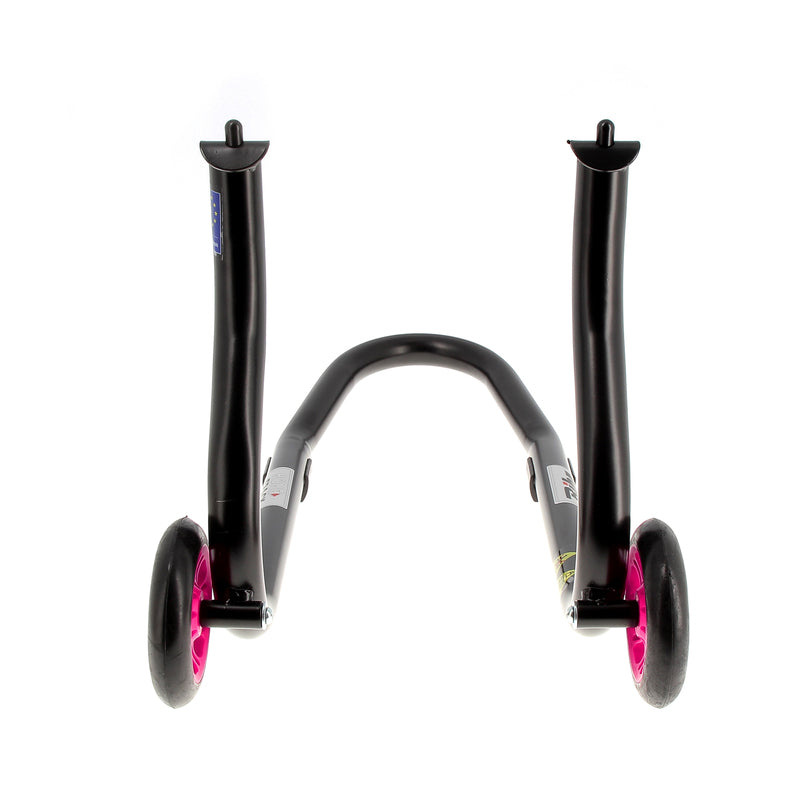 BIHR Home Track Paddock Stand Front Fixed Adapters Black with Pink Wheels