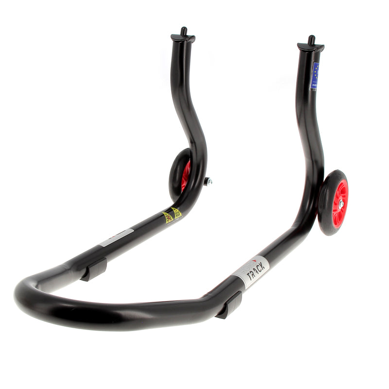 BIHR Home Track Paddock Stand Front Fixed Adapters Black with Red Wheels