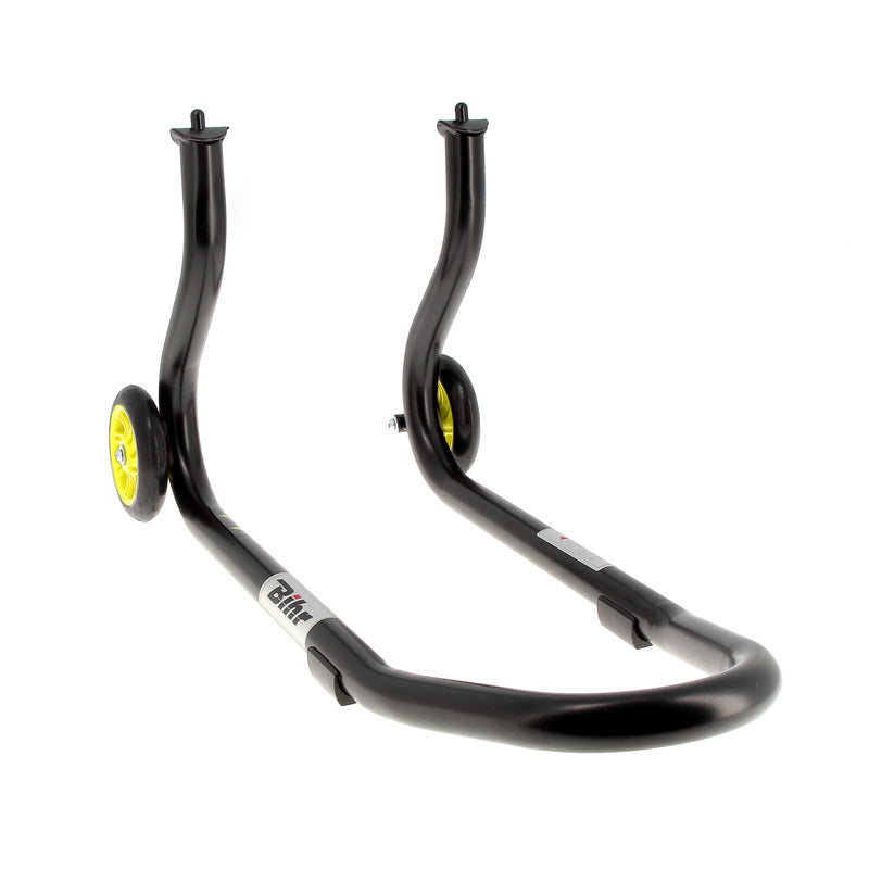 BIHR Home Track Paddock Stand Front Fixed Adapters Black with Yellow Wheels