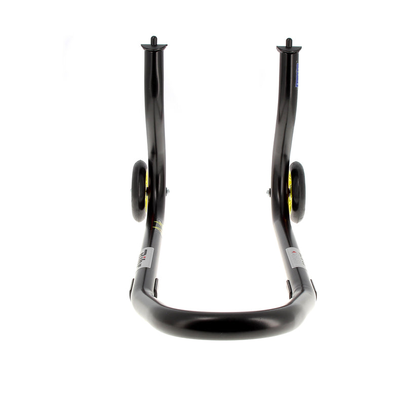 BIHR Home Track Paddock Stand Front Fixed Adapters Black with Yellow Wheels