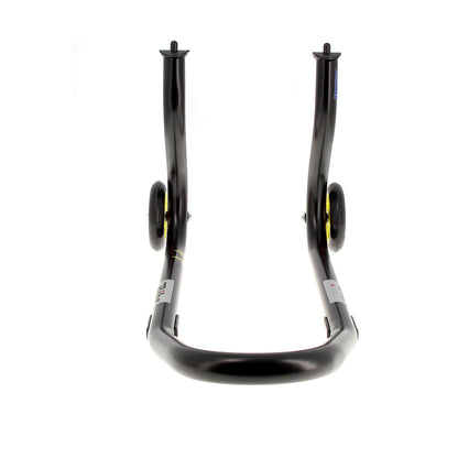 BIHR Home Track Paddock Stand Front Fixed Adapters Black with Yellow Wheels