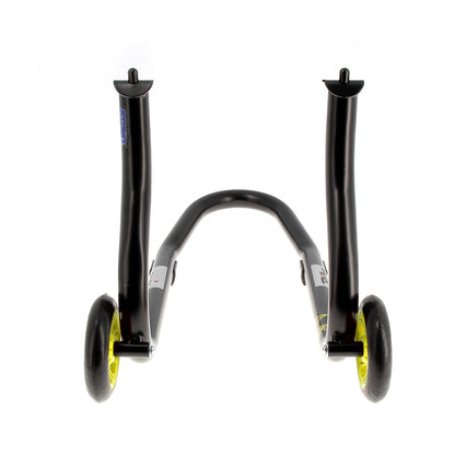 BIHR Home Track Paddock Stand Front Fixed Adapters Black with Yellow Wheels