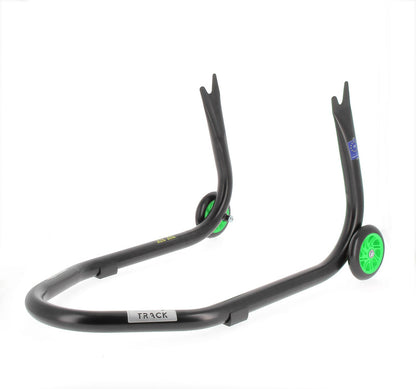 BIHR Home Track Paddock Stand Rear "V" Fixed Adapters Black with Green Wheels