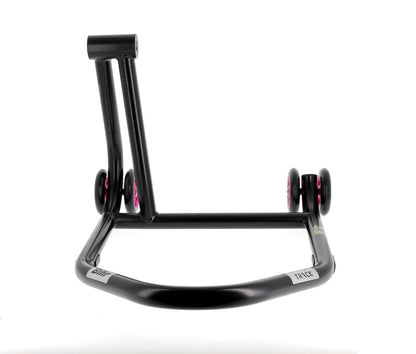 BIHR Home Track Paddock Stand Single Sided Left Black with Pink Wheels 