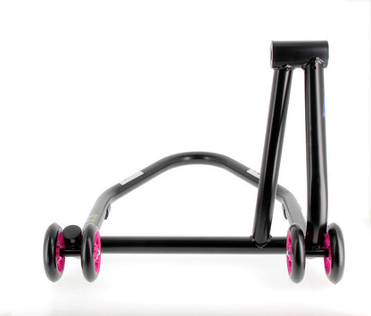 BIHR Home Track Paddock Stand Single Sided Left Black with Pink Wheels 