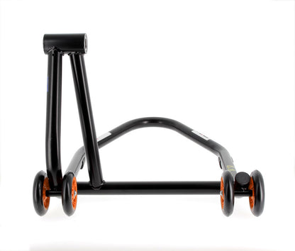 BIHR Home Track Paddock Stand Single Sided Right Black with Orange Wheels