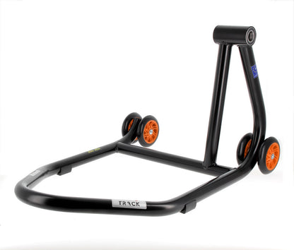 BIHR Home Track Paddock Stand Single Sided Right Black with Orange Wheels