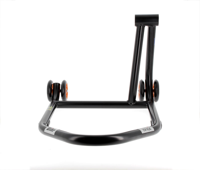 BIHR Home Track Paddock Stand Single Sided Right Black with Orange Wheels