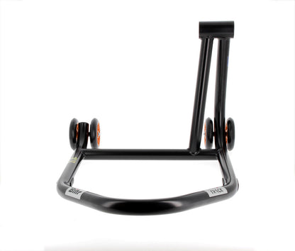 BIHR Home Track Paddock Stand Single Sided Right Black with Orange Wheels