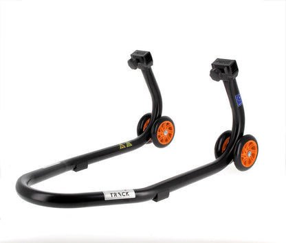 BIHR Home Track Paddock Stand Front Black with Orange Wheels 