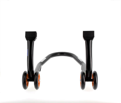 BIHR Home Track Paddock Stand Front Black with Orange Wheels 