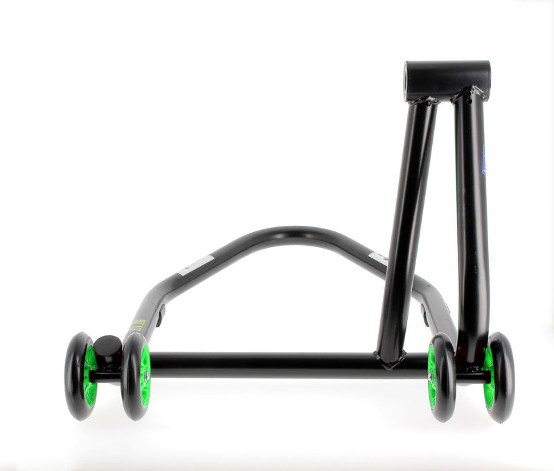 BIHR Home Track Paddock Stand Single Sided Left Black with Green Wheels 