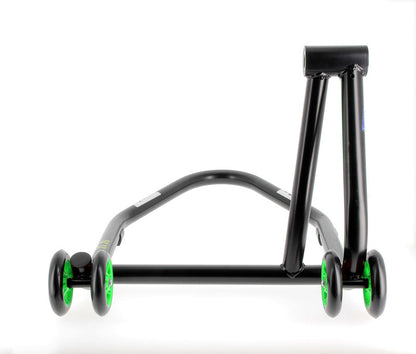 BIHR Home Track Paddock Stand Single Sided Left Black with Green Wheels 