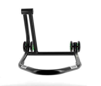 BIHR Home Track Paddock Stand Single Sided Left Black with Green Wheels 