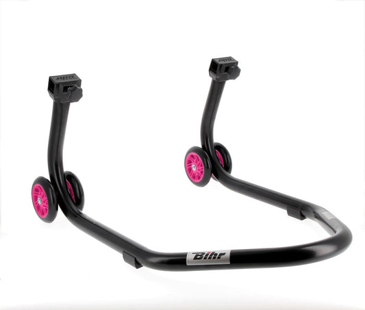 BIHR Home Track Paddock Stand Rear "L" Adapters Black with Pink Wheels 