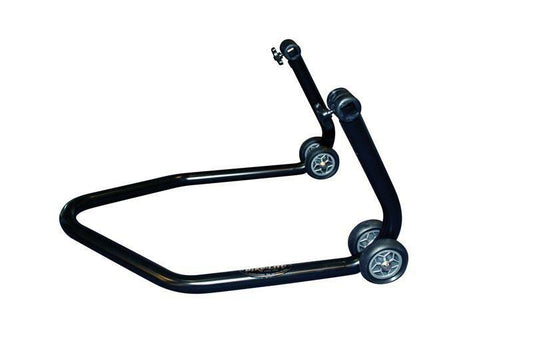 REAR PADDOCK STAND BLACK WITH RUBBER SUPPORTS 