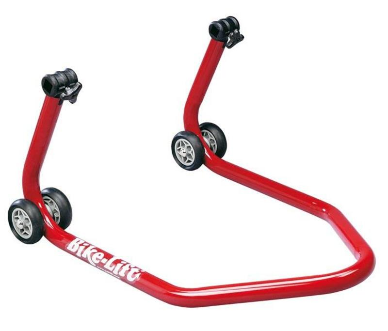 REAR PADDOCK STAND RED WITH RUBBER SUPPORTS 