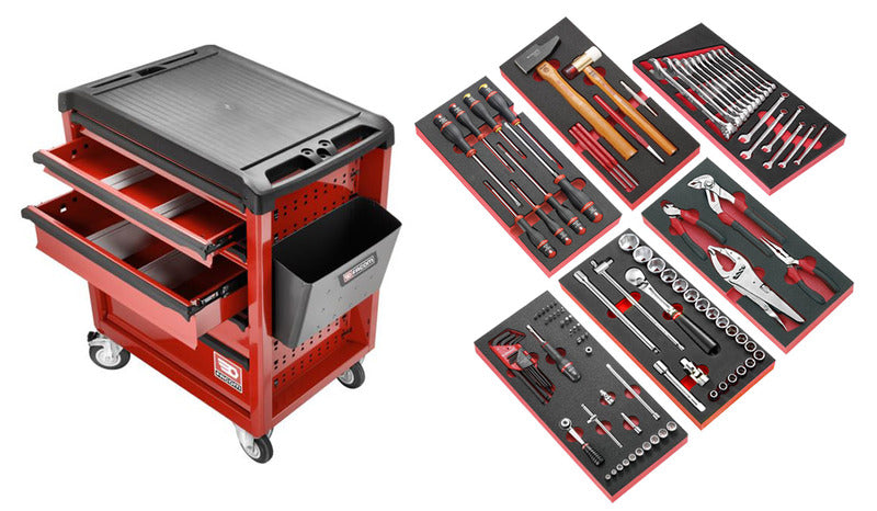 FACOM Mobile Roller Cab with six Tool Modules Red 101 Tools 