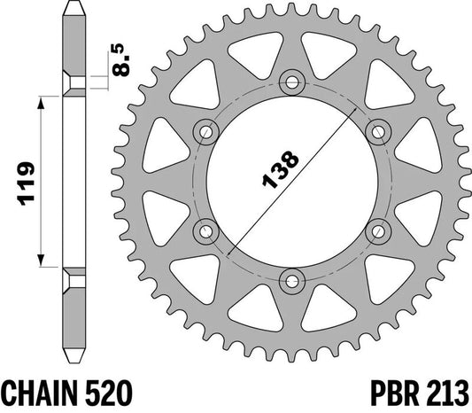 PBR Steel C45 standard rear sprocket 213 - 520