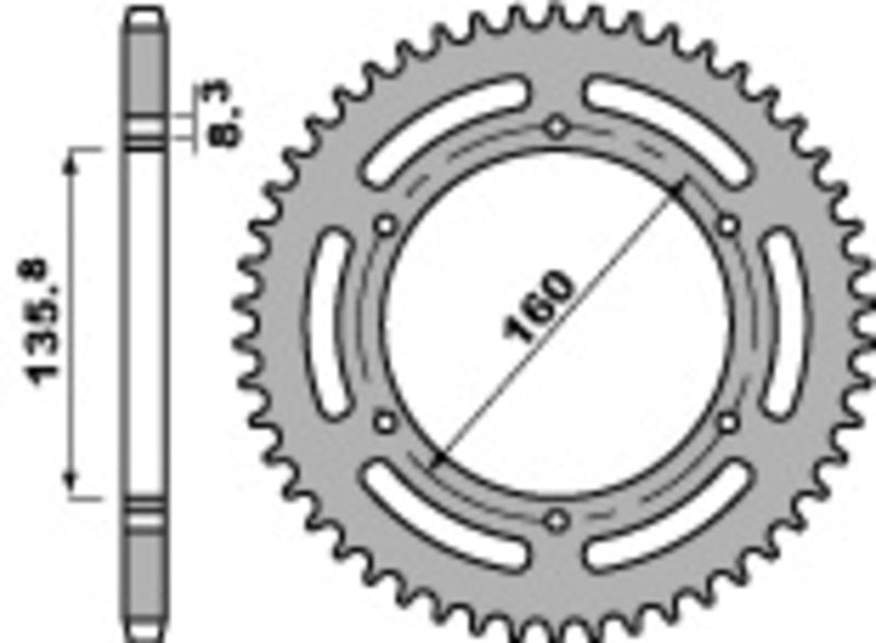 PBR Staal C45 standaard achtertandwiel 3552 - 520