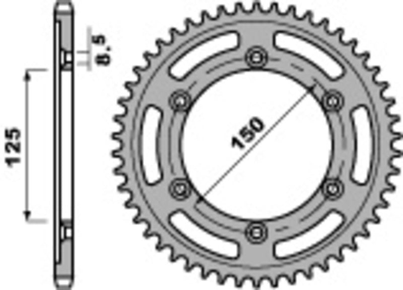 PBR Staal C45 standaard achtertandwiel 4507 - 520
