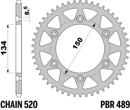 PBR Aluminium ultralicht achtertandwiel 489 - 520